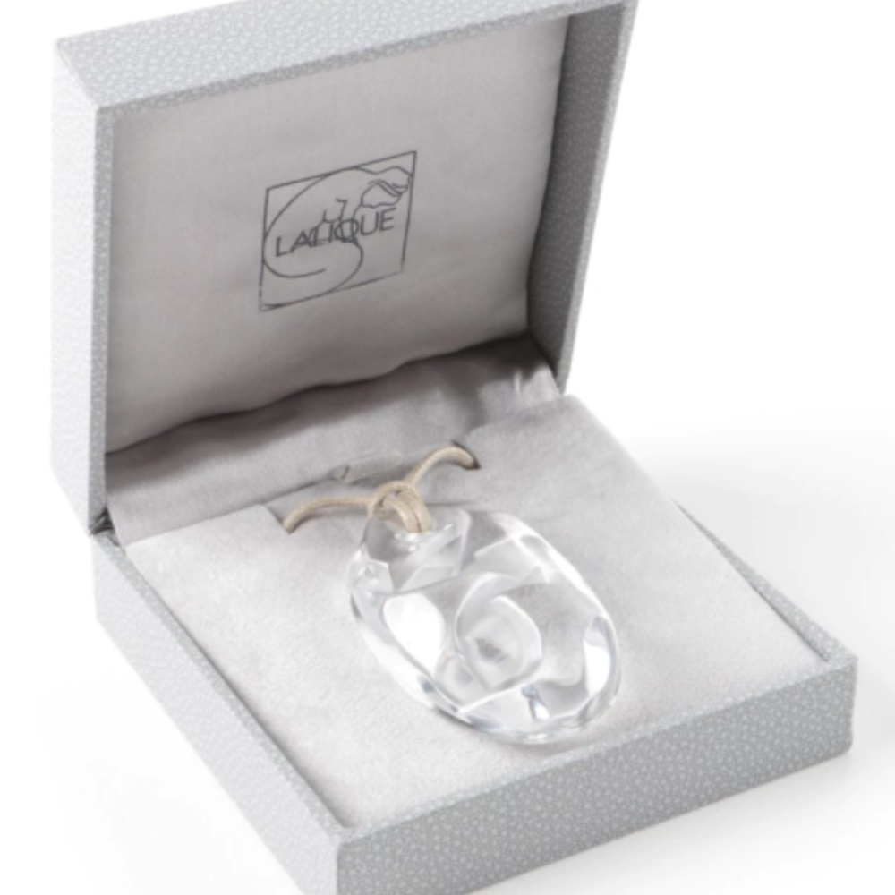 Lalique “Fleur De Ronces” glass pendant necklace